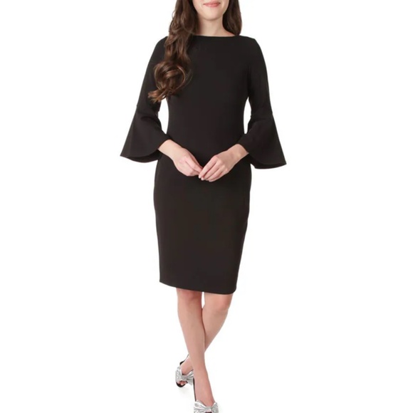 Calvin Klein Dresses & Skirts - CALVIN KLEIN Bell Sleeve Solid Sheath Dress in Black Size 12